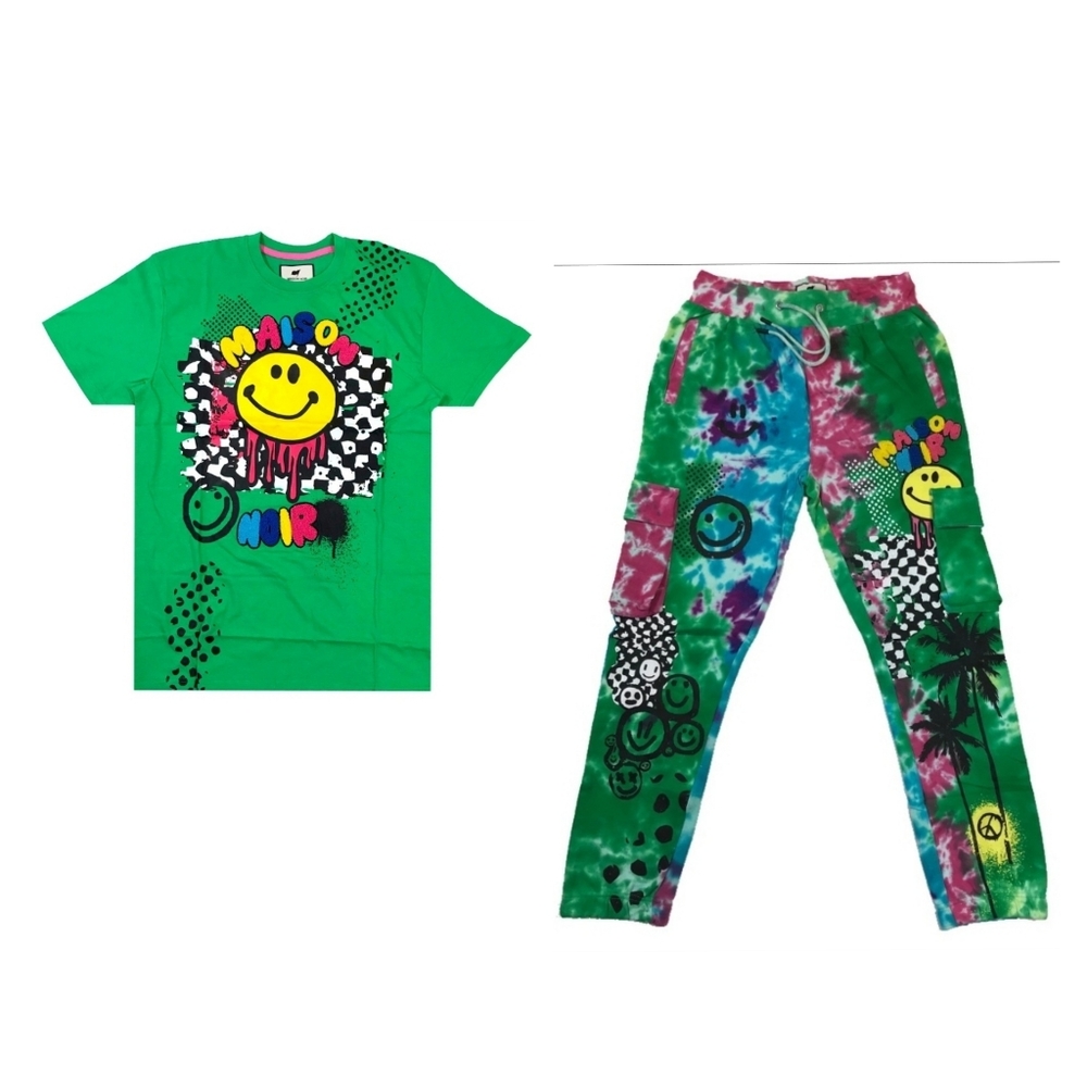 Men’s green “Trippy Checkered” set. Sizes small, medium, large, and XL.